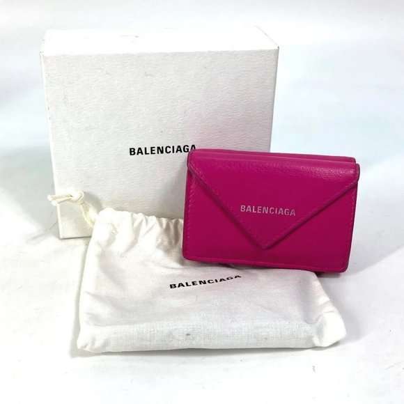 BALENCIAGA logo Paper mini Compact wallet Trifold - Picture 4 of 15